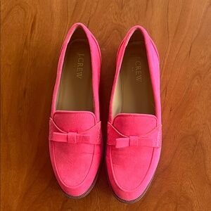 J. Crew Pink Suede Bow Loafers